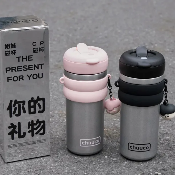 2025栗可新款少女风保冰杯防摔户外水杯咖啡杯316