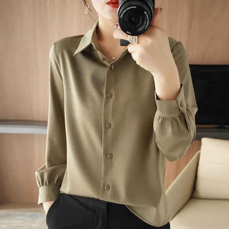 上衣春秋气质衬衣长袖洋气小众设计感时尚休闲百搭打底女士春季