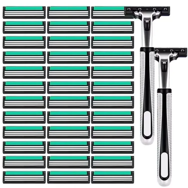 新款刮胡刀手动三层男士剃须刀刮毛刀胡子刀老式刀头通用双层刀架