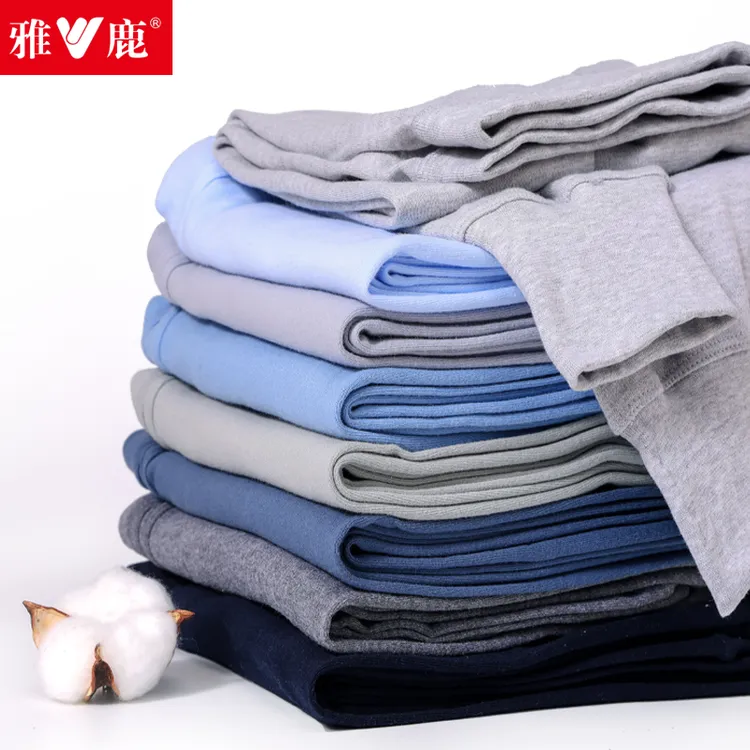 雅鹿内衣雅鹿男士高腰春秋款内穿秋裤宽松线裤中年深档纯棉秋衬裤