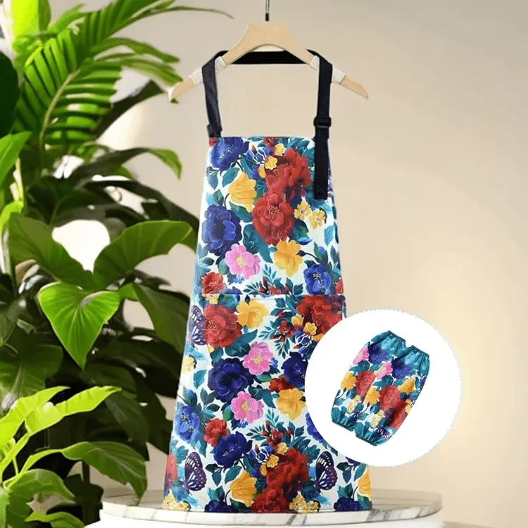 【围裙+套袖】蝶恋花围裙套袖组合防油防污耐磨做饭做家务围裙组合