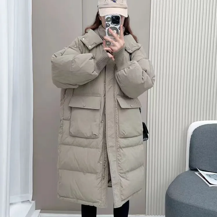 2025冬韩版爆款螺纹袖简约大气高级感宽松百搭加厚保暖棉服外套女