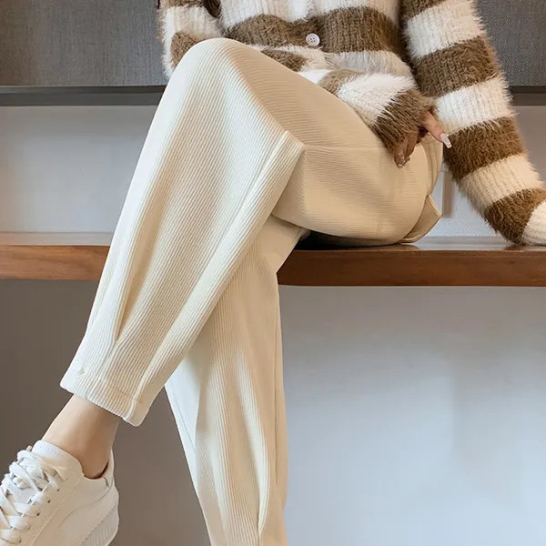 百琴春秋哈伦裤女款爆款2024外穿新款休闲雪尼尔老爹裤高腰显瘦