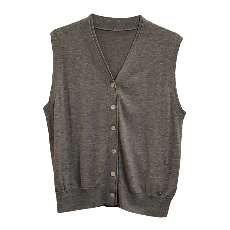 早春外穿针织开衫马甲背心半身裙两件套纯色灰色外搭薄款