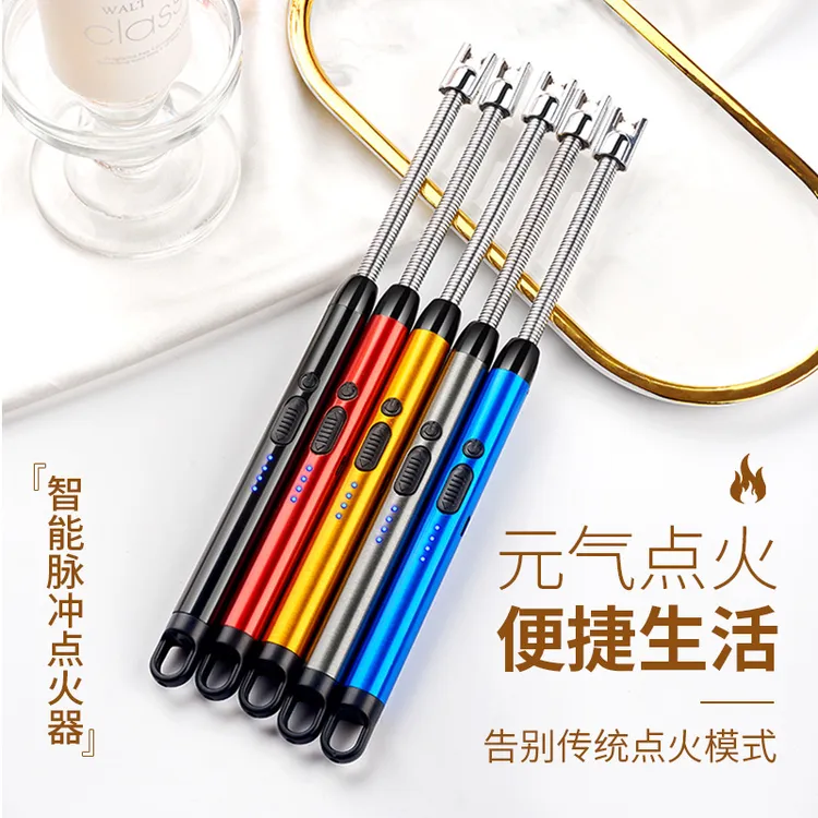 煤气灶脉冲点火器电子枪燃气灶打火机长手柄防风充电电弧加长明火