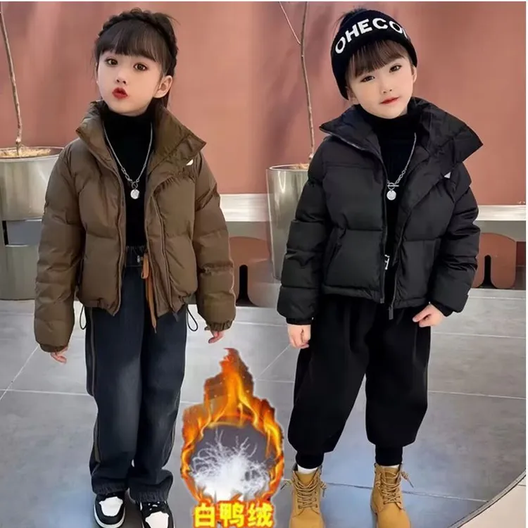 女童轻薄羽绒棉服儿童冬季新款立领短款韩版冬装中大童加绒哈伦裤