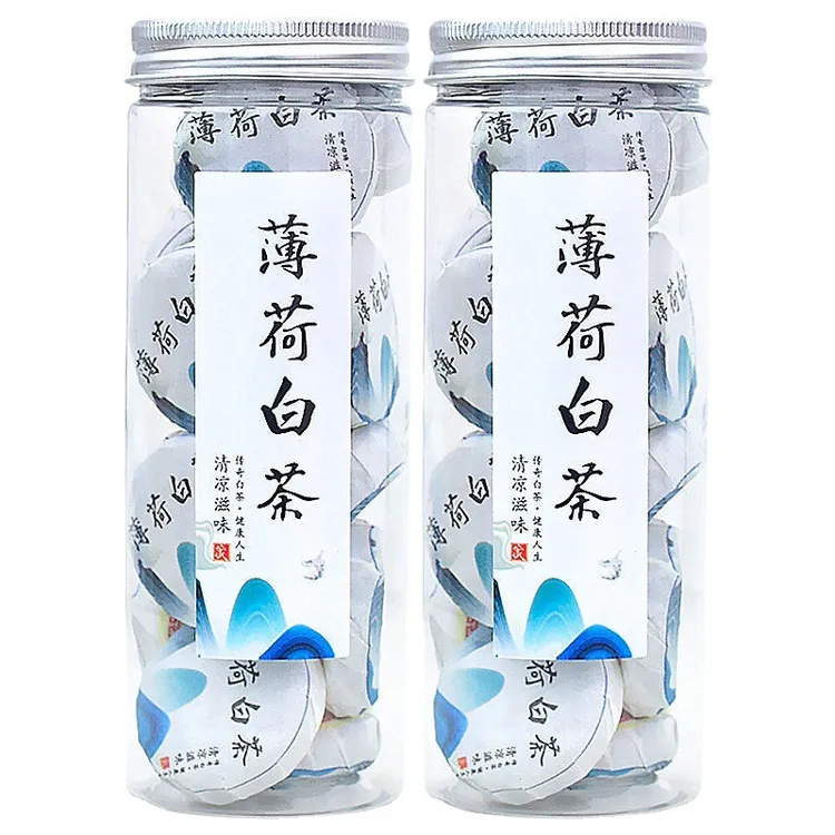 福建薄荷老白茶陈年寿眉白茶茶叶陈皮迷你小白茶茶饼100g200g罐装