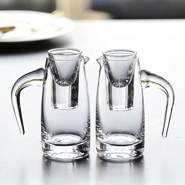 二两分酒器家用白酒杯套装酒具一壶一杯小号一口子弹烈酒杯带刻度