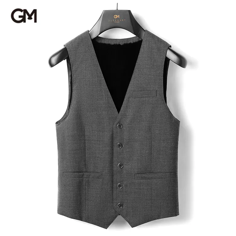 GUSS MART/戈斯迈特水貂绒整貂皮草背心马甲男士修身冬季保暖V领