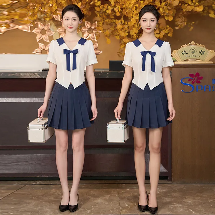 棠越秋冬美容师足浴店工作服女足疗技师养生休闲会所裙裤套装3670