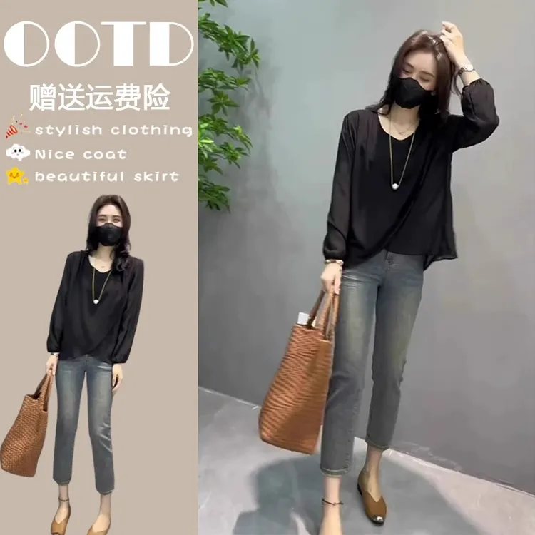 2024夏装新款今年流行高级感上衣欧货高端薄款百搭防晒衬衫上衣女