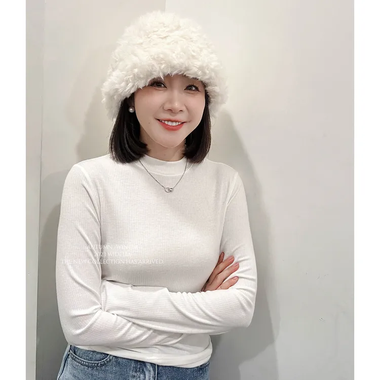 widelia冬新款韩版9585-1 半高领打底洋气加绒内搭叠穿分码数上衣