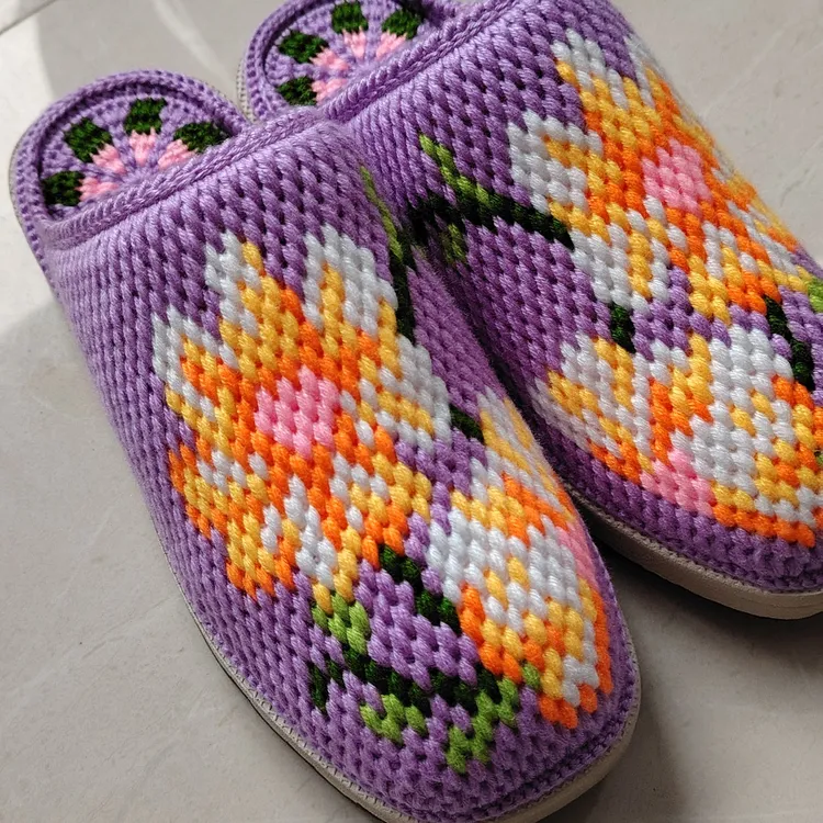 纯手工编织毛线拖鞋舒适保暖家居鞋结婚居家情侣钩织喜庆编制陪嫁