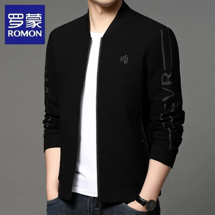 罗蒙春秋季新款男士时尚休闲夹克百搭宽松夹克商务韩版外套上衣潮