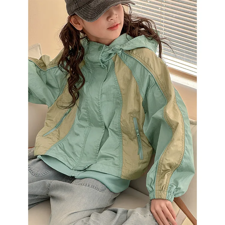 K25869韩国女童春秋装2025新款儿童拼色洋气外套春装薄款上衣宽松