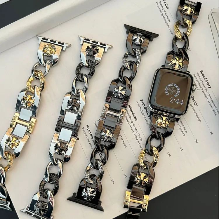 克罗芯拼色金属表带适用于applewatch苹果手表iwatch98代765工厂