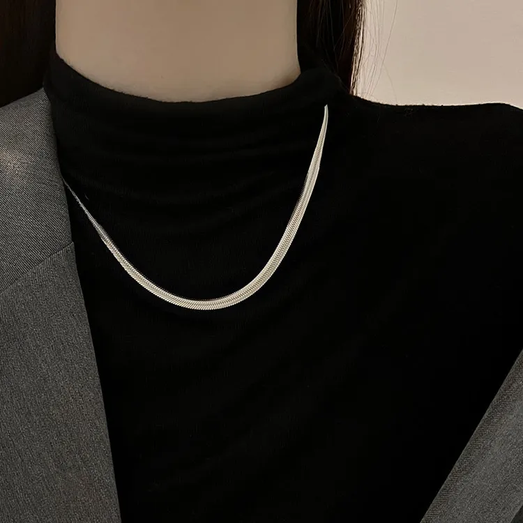 链子925银 轻奢冷淡风设计感简约百搭蛇骨链裸链项链女气质时尚