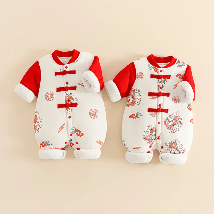 150克中式盘扣拜年服冬季棉服百日周岁抓周龙凤新年装宝宝
