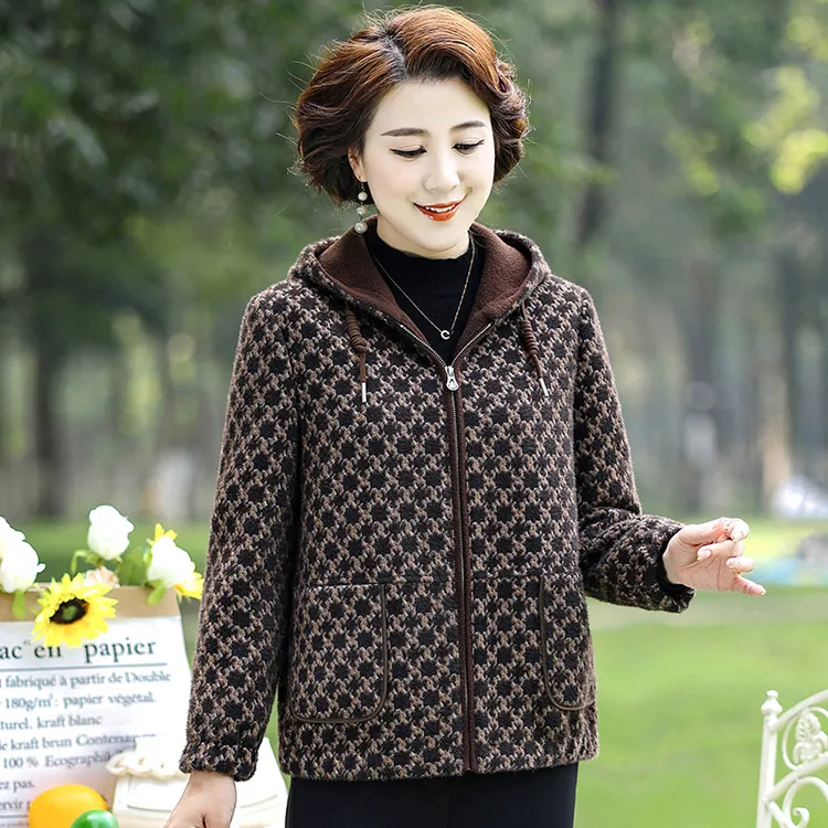 美学家中老年女装2025春季新款外套宽松显瘦保暖妈妈装上衣D0266