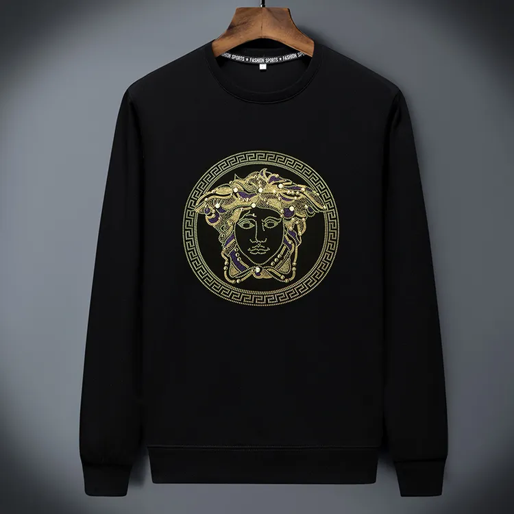 美杜莎范思VERSAC男士秋款轻奢圆领长袖卫衣高端烫钻潮牌高奢大码