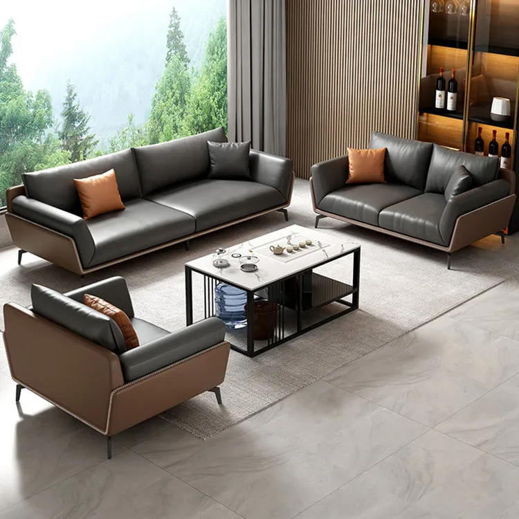办公沙发办公室轻奢贵宾接待现代简约商务老板会客室家具茶几套装
