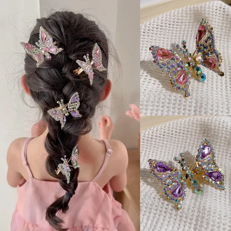 儿童会动的蝴蝶发夹女孩超仙少女通用会飞的翅膀头花发饰女童发卡