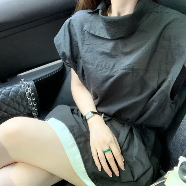 2024新款夏季休闲简约韩版短袖上衣搭配短裙裙子显瘦百搭时尚洋气