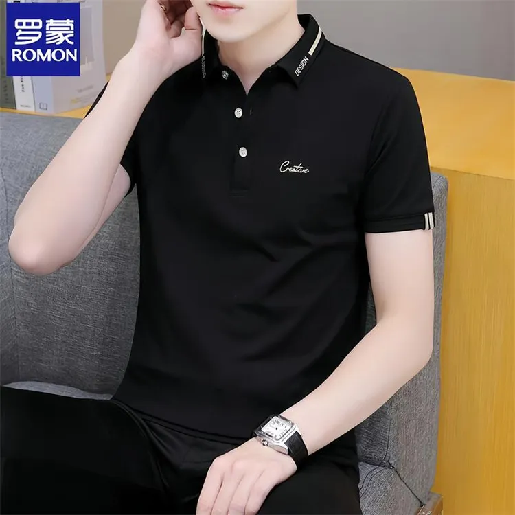 Romon/罗蒙短袖高档男士Polo衫冰丝新款上衣服夏季翻领半袖商务潮