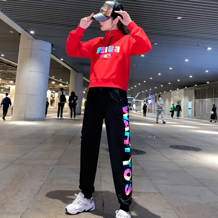 套装长袖时尚休闲秋冬曳步舞舞服鬼步加绒洋气秋冬季广场舞健身服