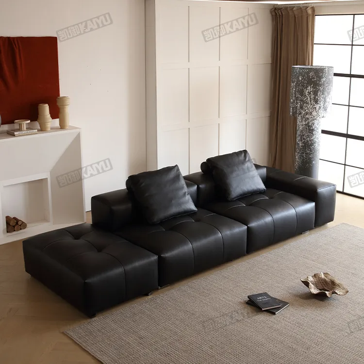 【高定】像素沙发家具头层牛皮客厅沙发模块家用饱满舒适网红家具