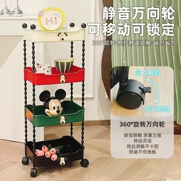 B多巴胺落地多层小推车儿童零食书本杂物收纳储物架置物架 万向轮