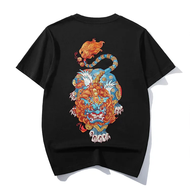 (貔貅)重工刺绣貔貅短袖T恤半袖纯棉高端品质国潮高级感男装T恤潮