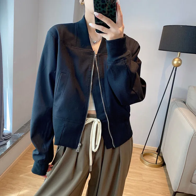 纯色秋季机车服潮外套春秋设计感立领小众时尚显瘦小个子百搭开衫