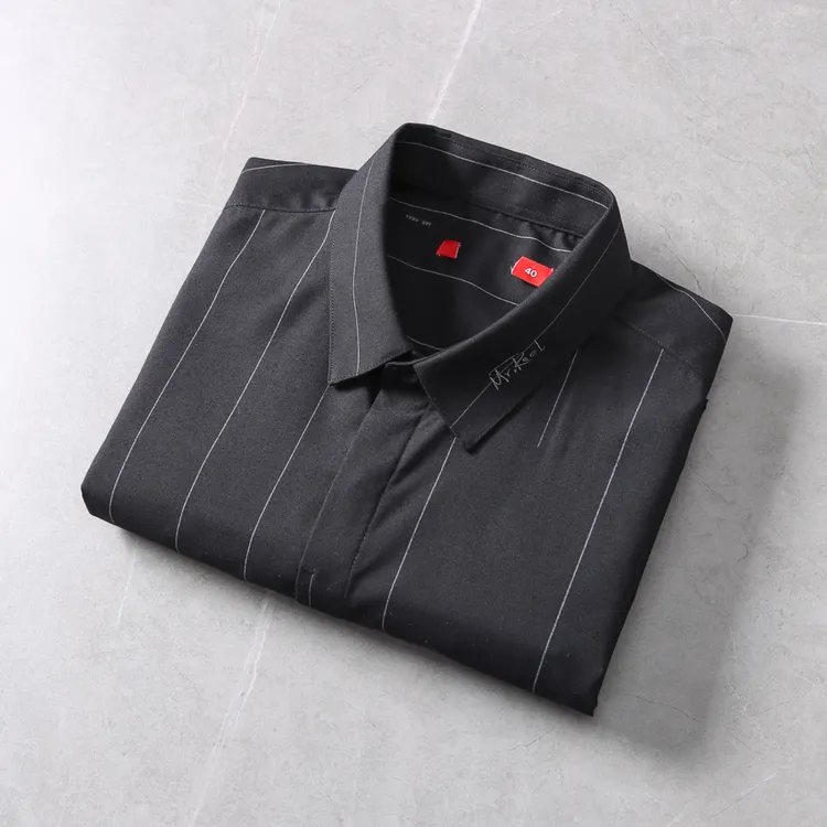 精致刺绣 商务休闲 撤柜剪标男士春秋长袖百搭衬衣舒适透气衬衫