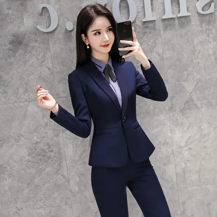 高端时尚职业装西装套装女气质收腰工作服大学生面试正装经理西服