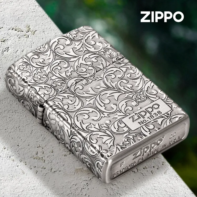 ZIPPO/之宝打火机蚀刻五面唐草富贵复古银男银色防风礼物DYX1H1F1
