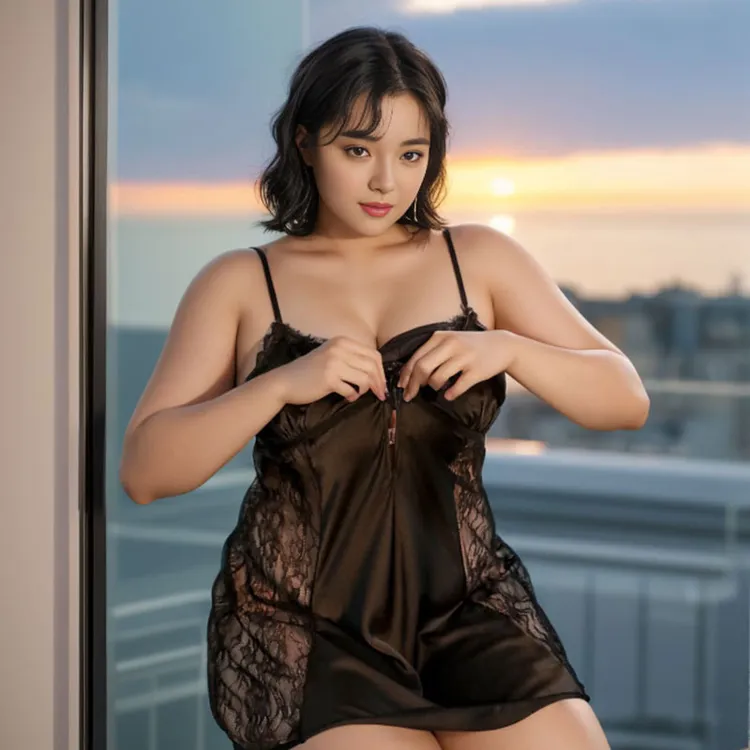 性感女士春夏薄款宽松长款丝滑冰丝绸小胸网红美背冰丝雪丝黑色