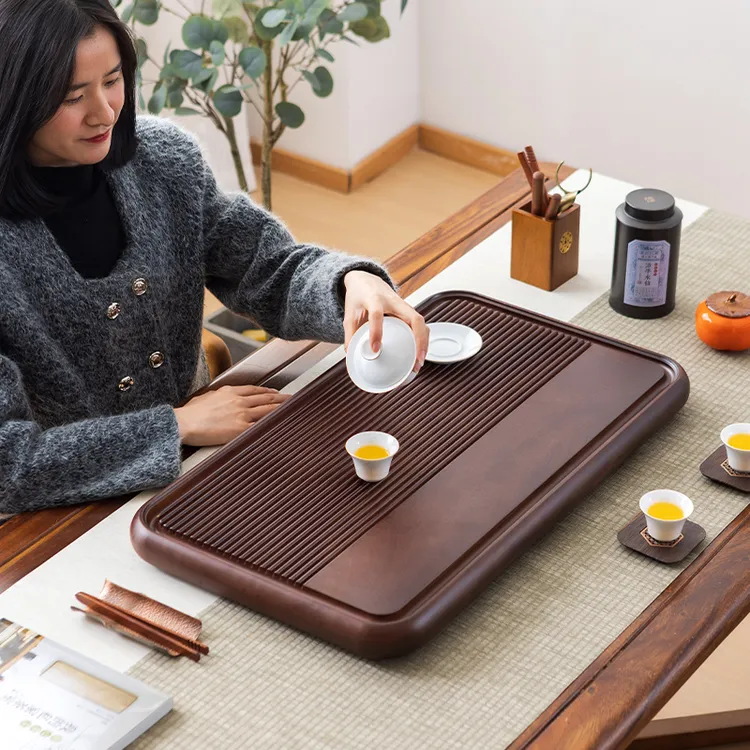整块花梨实木茶盘家用高端茶具小干泡台排水办公室茶海简约电木款