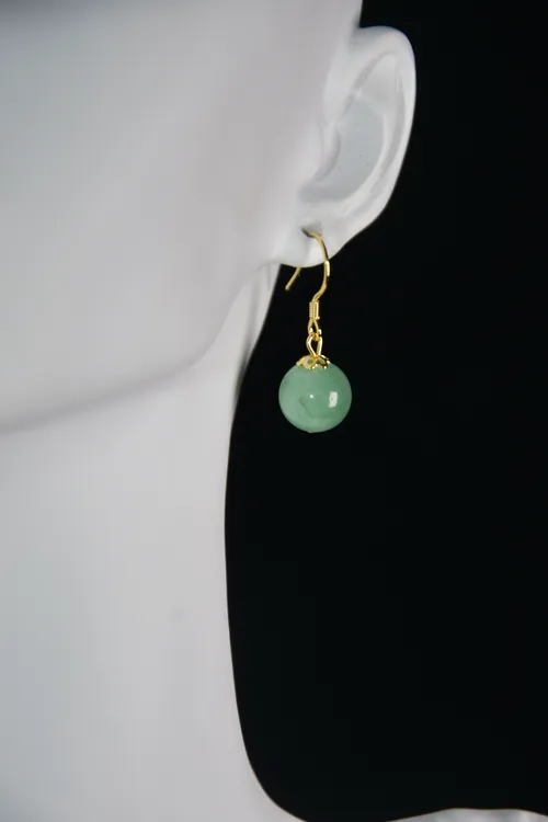 非洲翠天然A货玉石高冰飘花精品耳钩（飘花随机）