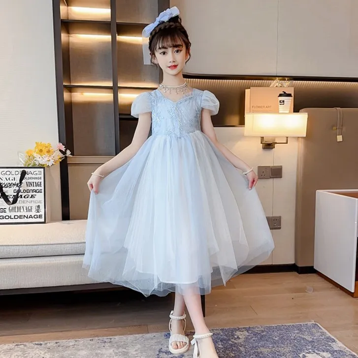 女童网纱连衣裙夏季2023新款儿童蓬蓬裙子韩版女孩时尚公主裙洋气