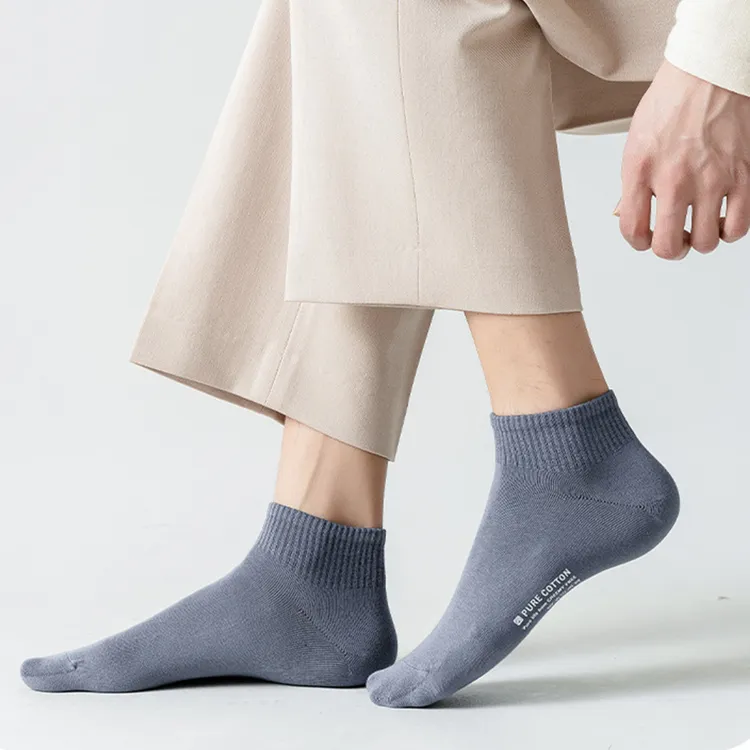初景春夏全棉袜子男船袜抽条罗口浅口低帮吸汗防臭短袜短筒棉男袜