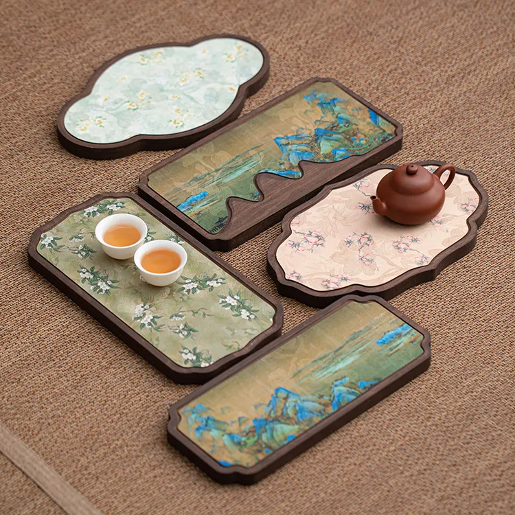 茶盘复古托盘中式壶承干泡台小型茶台防水茶具家居家用实木带茶席