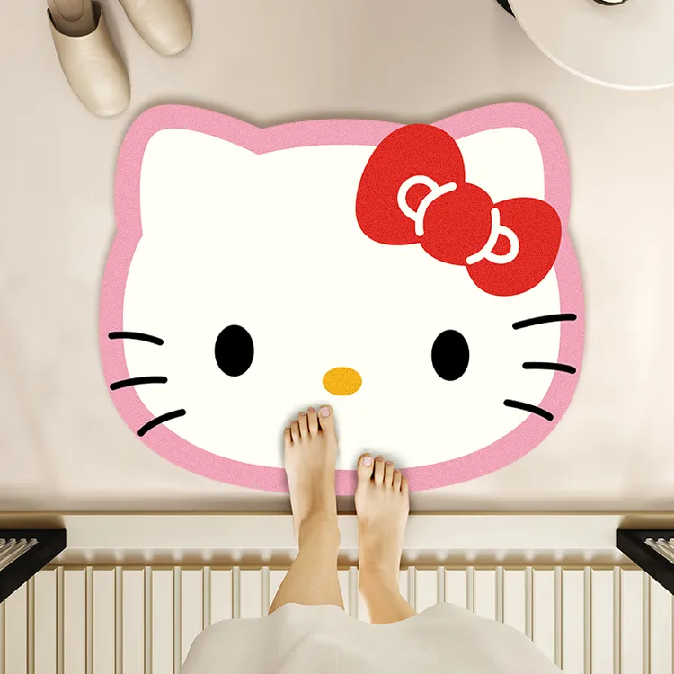 硅藻泥浴室防滑地垫KT猫异型家用卫生间吸水速干脚垫免打理地毯