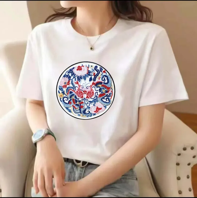t恤白色时尚休闲百搭夏季印花圆领