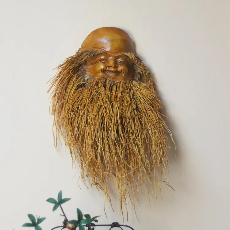 手工竹根雕老头脸挂饰文玩根雕收藏