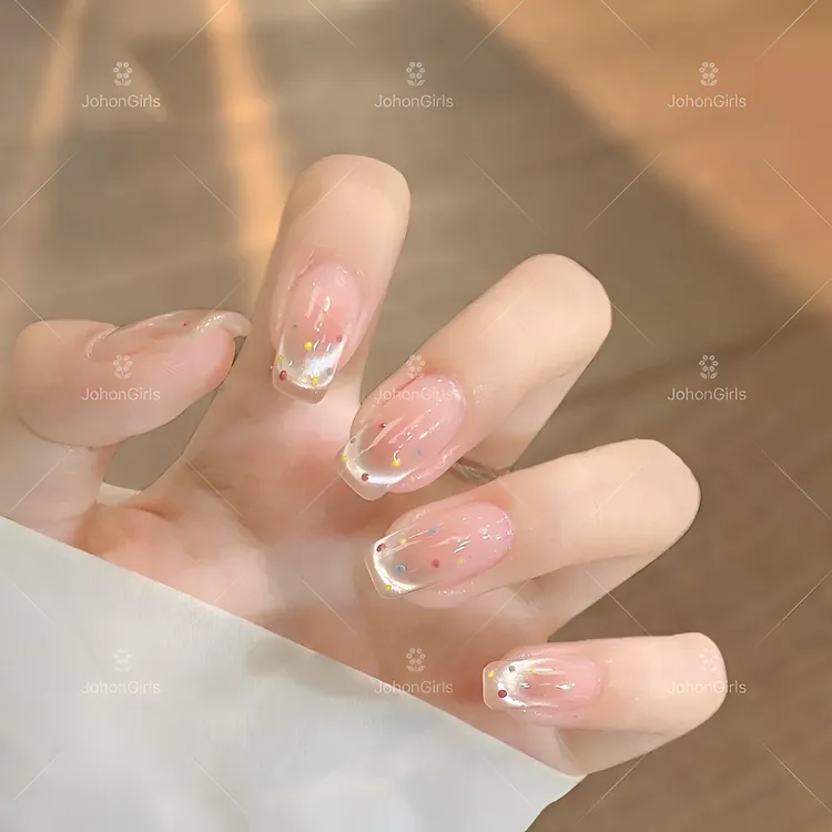 JohonGirls'/琴岛小嫚【 彩虹波点 】夏日气质轻奢高品质手工穿戴甲