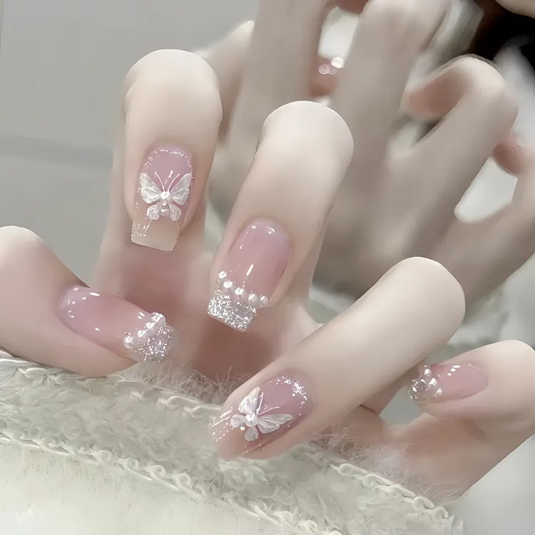 JohonGirls'/琴岛小嫚【仙女蝴蝶】夏日穿戴式法式蝴蝶手工穿戴甲片