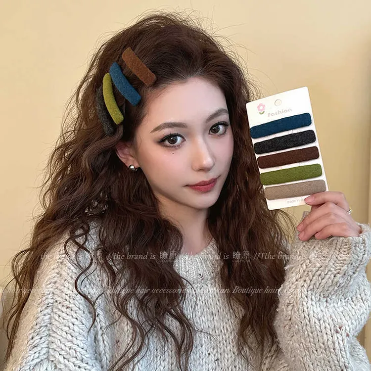 秋冬2个简约刘海发夹女前额气质发夹边夹侧边森系趣味bb夹子头饰