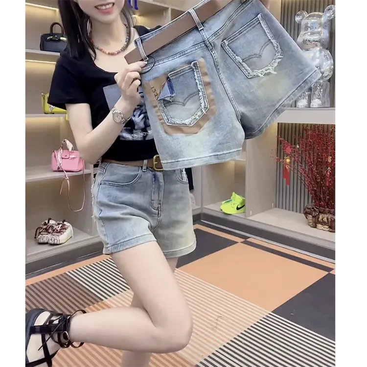 2025新款大码高腰牛仔短裤女夏季胖mm小个子宽松显瘦a字阔腿热裤
