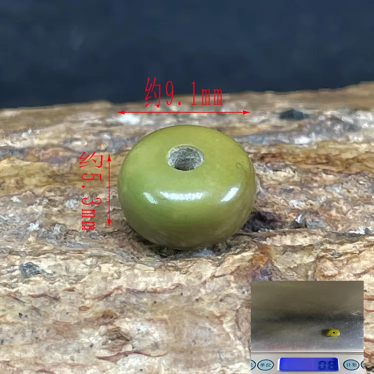 保真正品天然原矿绿松石特色菜籽黄鼓珠隔珠单珠配珠墩子隔片药片